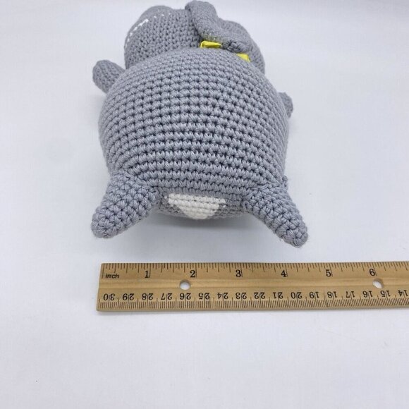 Handmade Crochet Cat Grey Kitty Yellow Bow Tie Doll Cat Stuffed Animal Gift - Picture 7 of 7